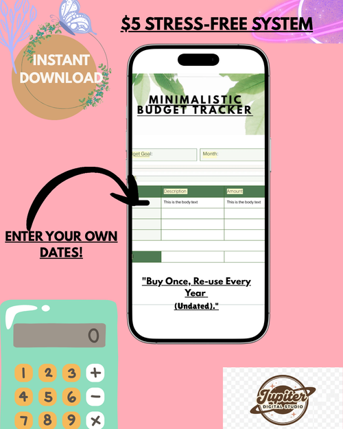Minimalistic Budget Tracker / Digital Planner & Expense Template